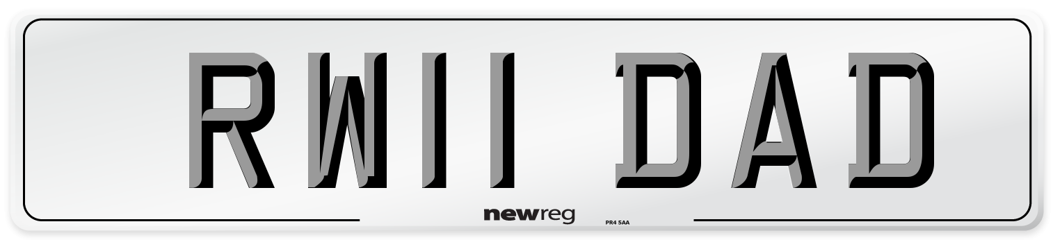 RW11 DAD Number Plate from New Reg